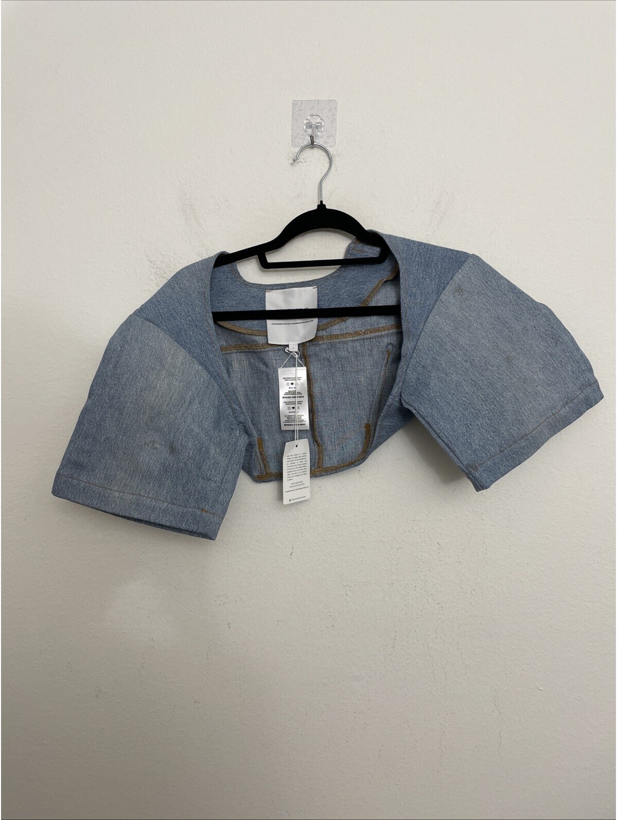 Sami Miro Vintage Short Sleeve Denim Bolero Blue Size S Nwt $325msrp — image 4 of 8